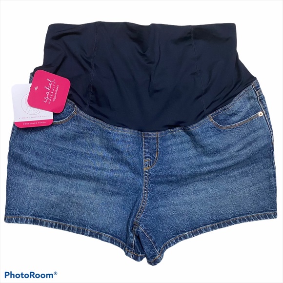 Isabel Maternity by Ingrid & Isabel Pants - Isabel Maternity Crossover Panel Midi Shorts